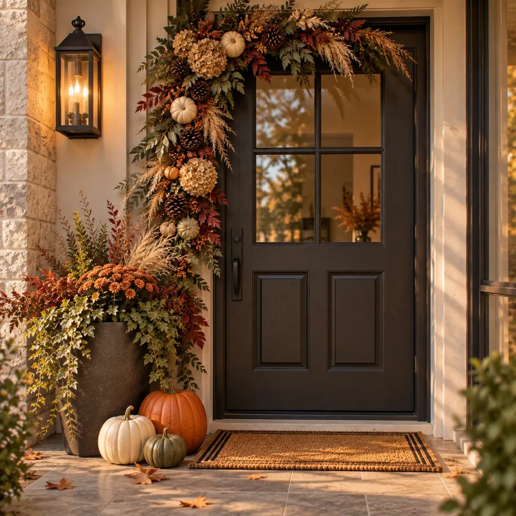 Use an asymmetrical fall garland