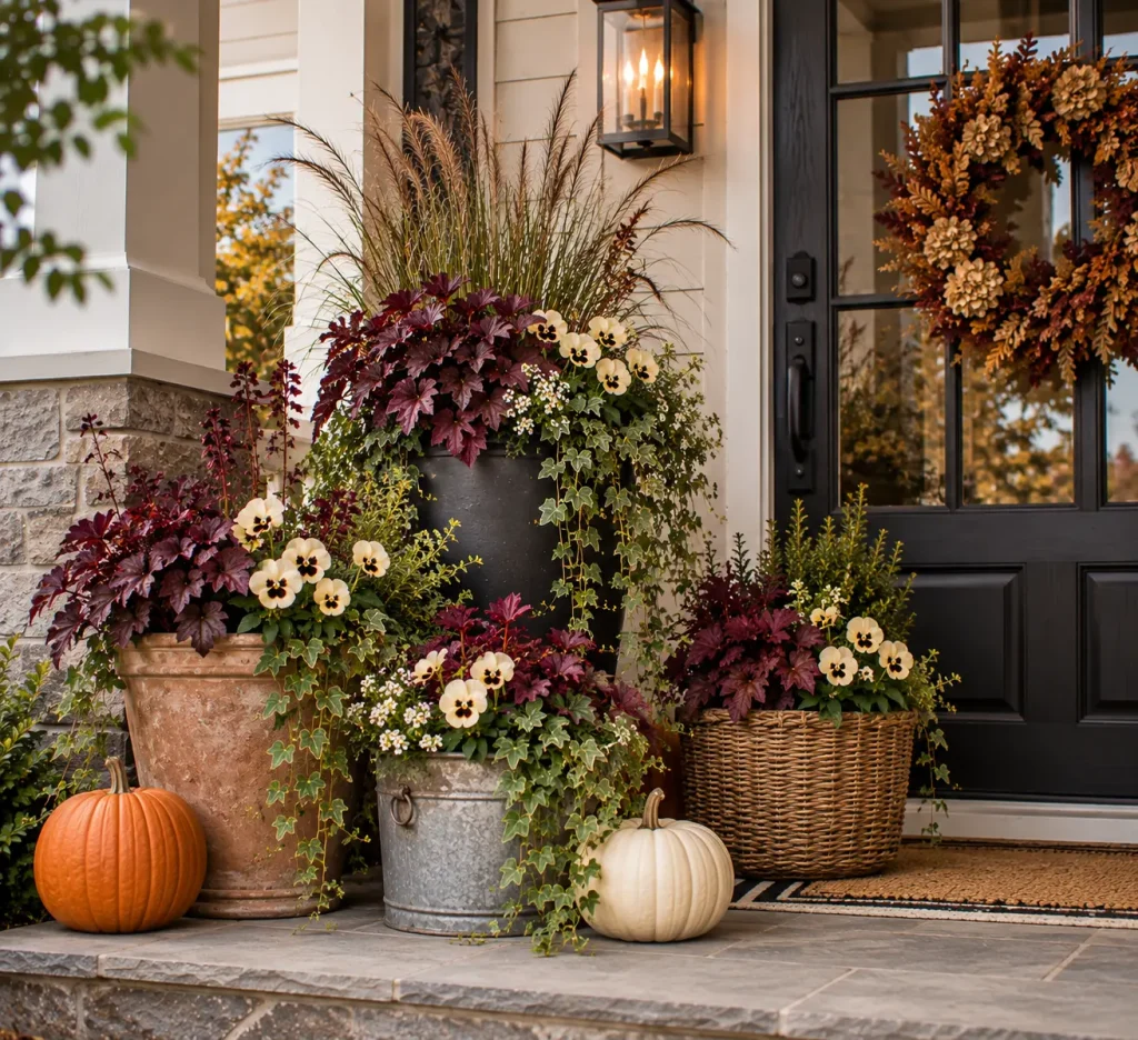 Use different pot materials but repeat the planting