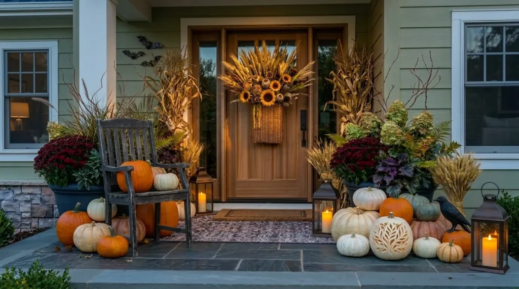 24 Fall Front Porch Ideas That Work for Halloween and Thanksgiving 15 Use flameless candles inside lanterns