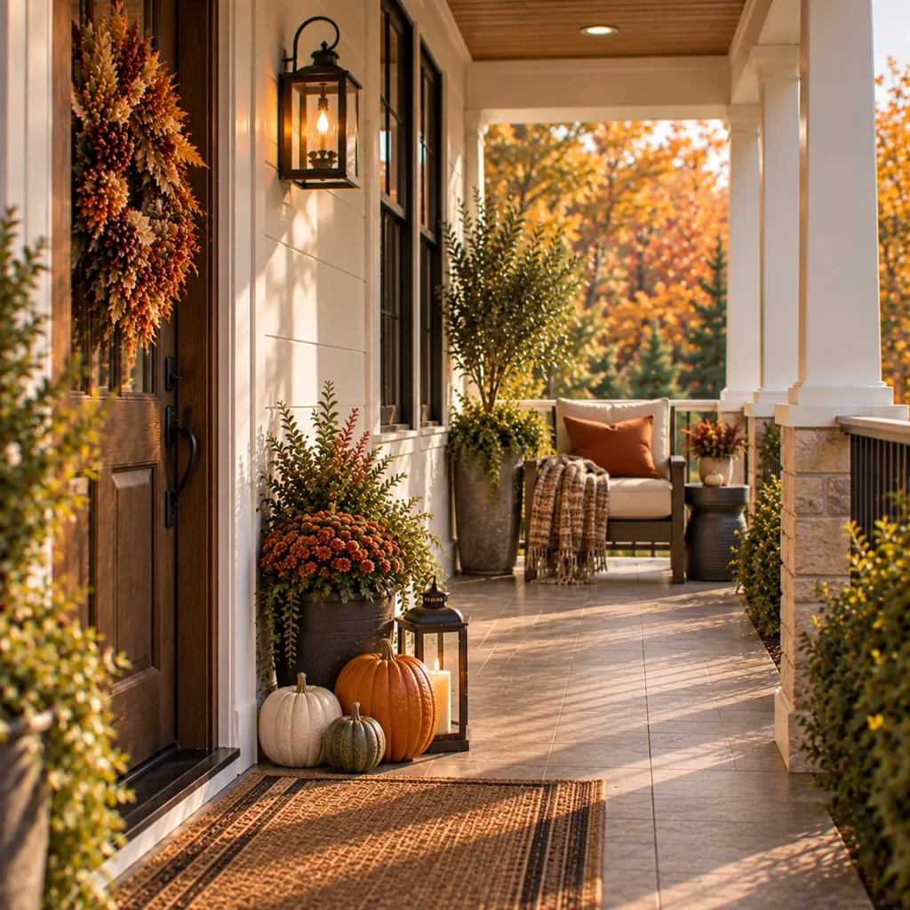 23 Long and Narrow Fall Front Porch Ideas That Use the Space Beautifully 12 Use one chair instead of forcing in a furniture set
