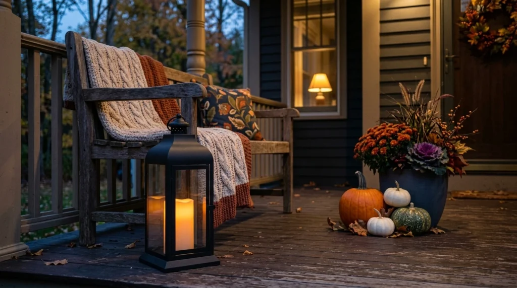 Use one lantern beside the chair legs