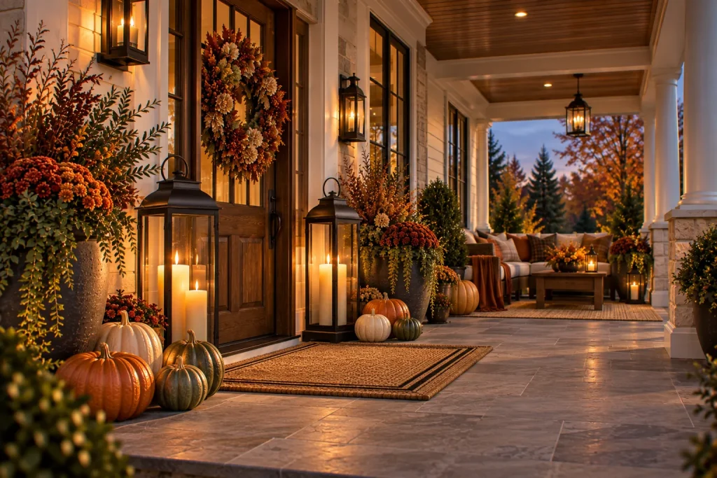 Use pairs of substantial lanterns instead of many small ones