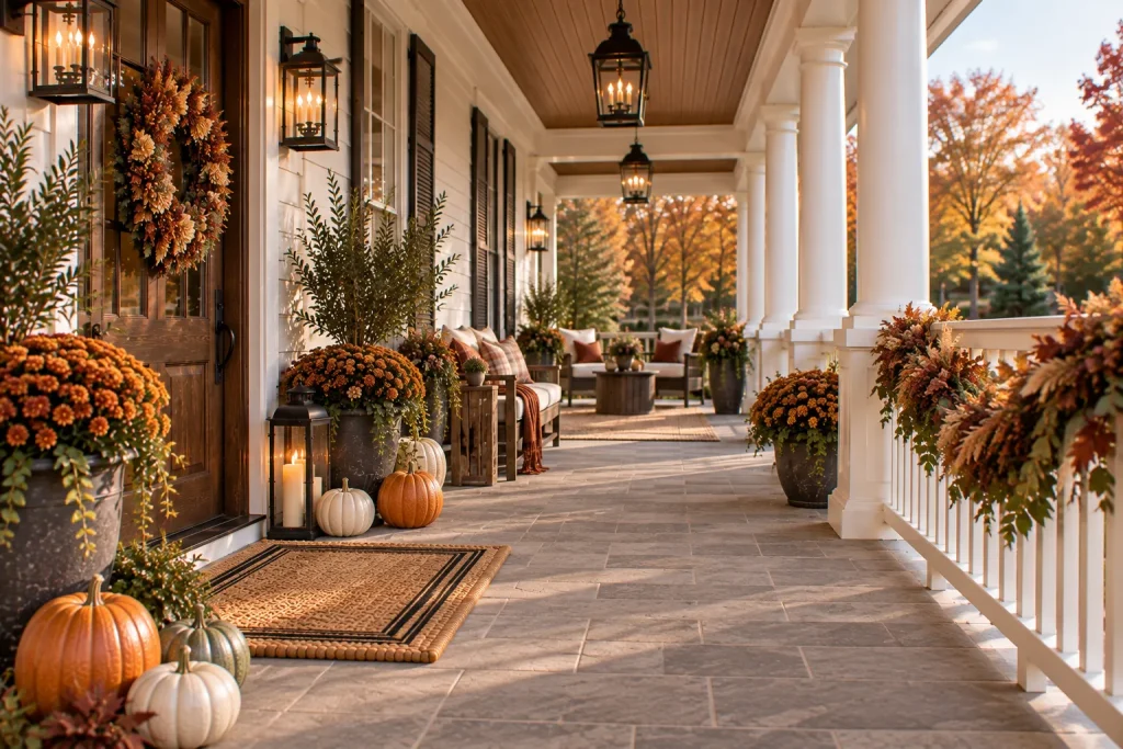 Use restrained garland along one railing section