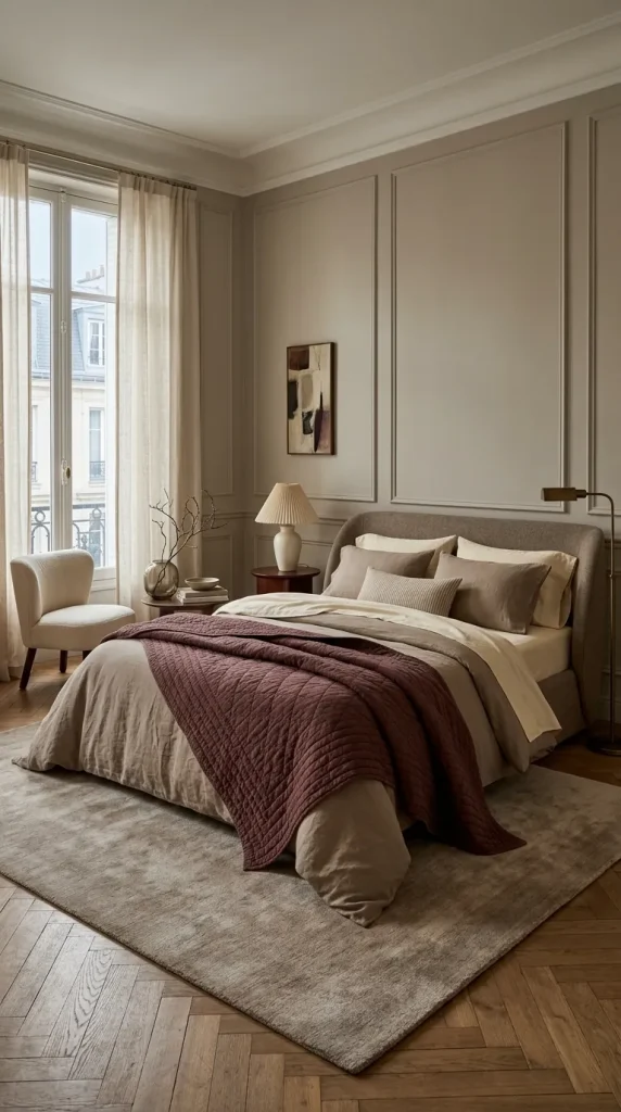 Warm Taupe + Burgundy + Parchment