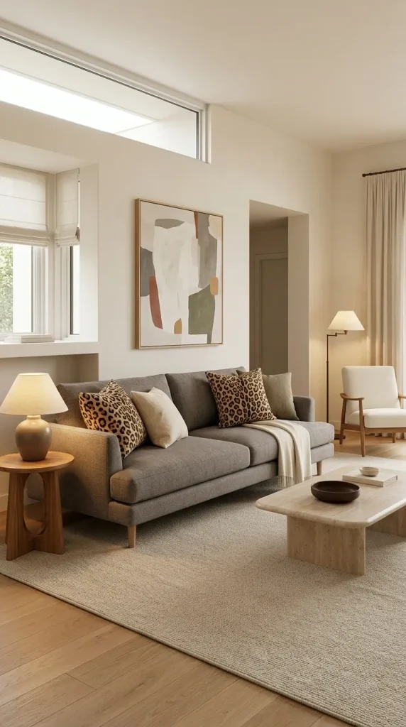 Warm Up a Grey Sofa With Leopard Cushions