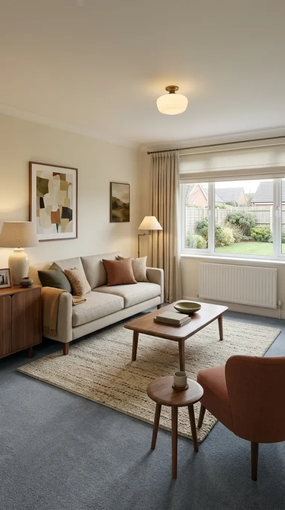 Warm Up a Living Room With Grey Carpet