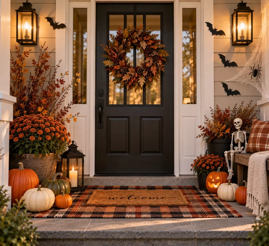 22 Fall Front Porch Ideas on a Budget That Look Cozy, Creative, and Expensive 22 build-a-fall-base-first-then-add-halloween-temporarily