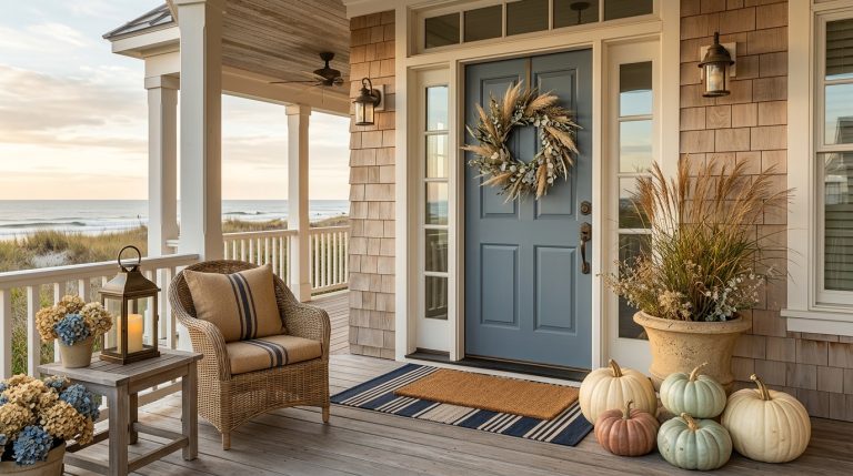 23 Coastal Fall Front Porch Ideas for a Breezy Beach House Autumn 7 featured image