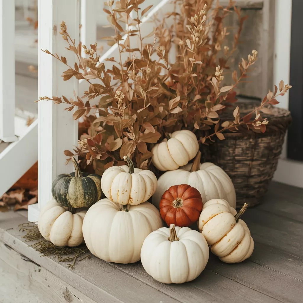 23 Coastal Fall Front Porch Ideas for a Breezy Beach House Autumn 8 keep-one-traditional-orange-pumpkin-6aa02fdc24d50