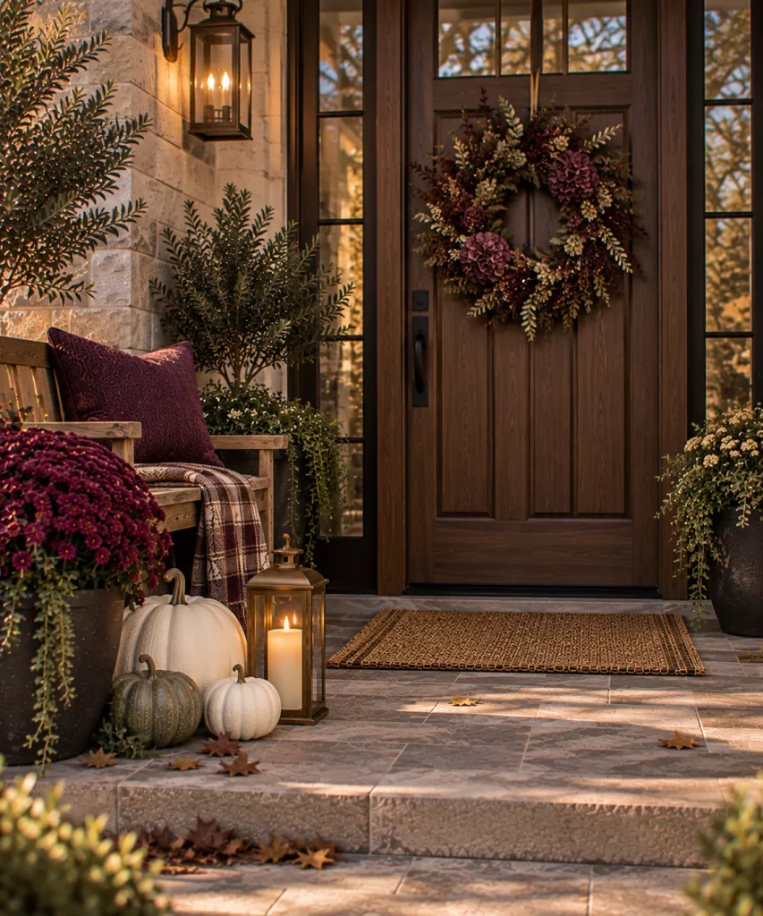24 Elegant Fall Front Porch Ideas for a Polished, Glam Autumn Entrance 3 try-plum-with-chocolate-brown-6a9f0f6ea0c2f