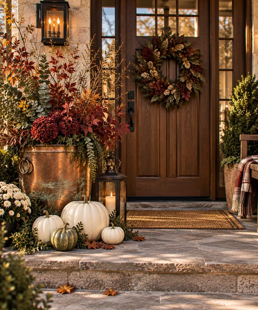 24 Elegant Fall Front Porch Ideas for a Polished, Glam Autumn Entrance 10 use-copper-and-allow-it-to-develop-patina-6a9f0eff90b51