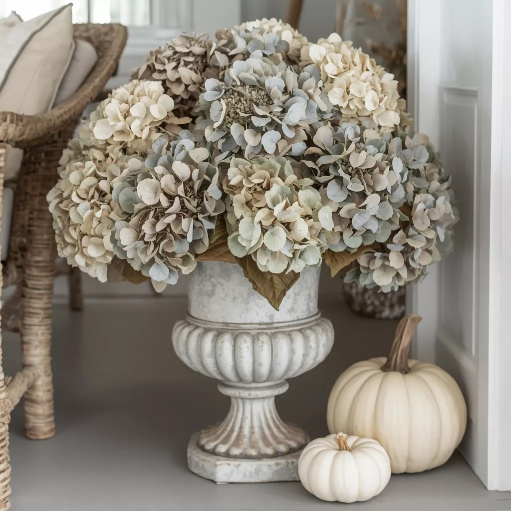 23 Coastal Fall Front Porch Ideas for a Breezy Beach House Autumn 10 use-dried-hydrangeas-6aa02fd880ff1