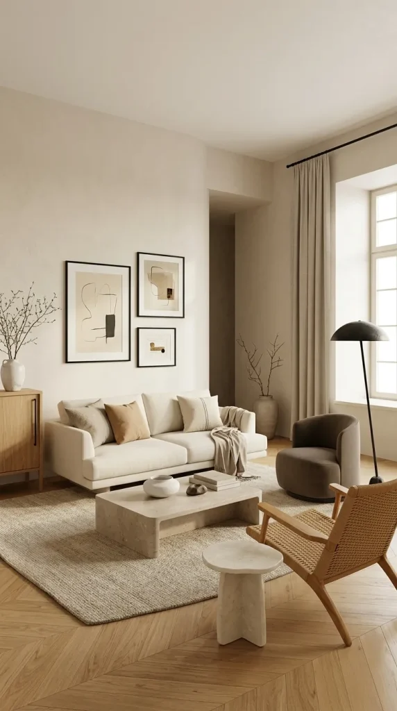 25 Cream Couch Living Room Ideas for Bright, Cozy and Stylish Spaces 6 Add Black Accents to a Bright Cream Living Room