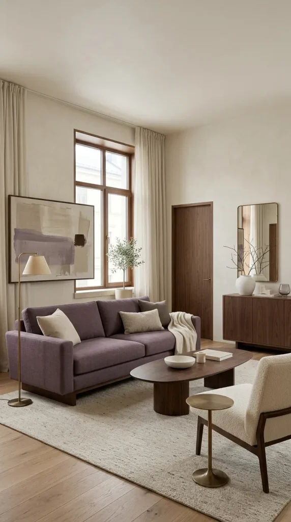 Add Brass to a Dusty Purple Room