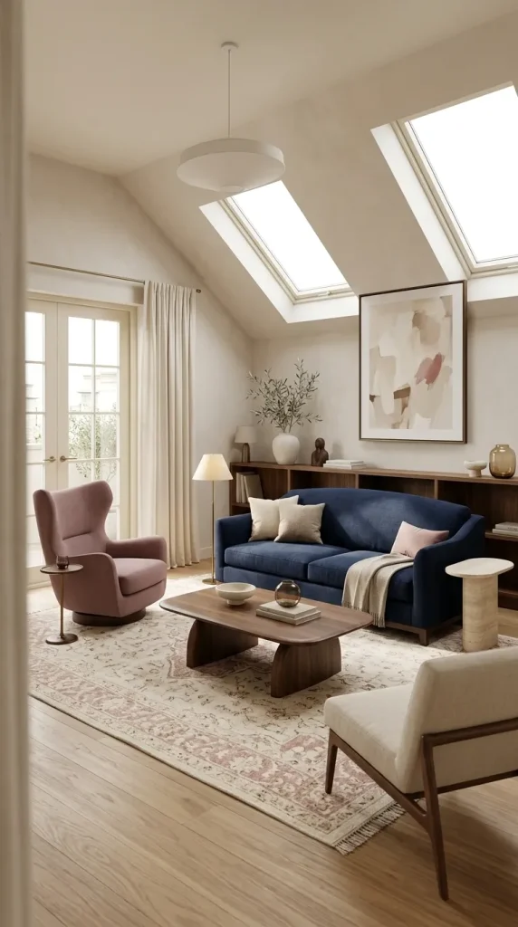 35 Navy Couch Living Room Ideas for Stylish, Cozy and Sophisticated Spaces 22 Add Dusty Pink for a Softer Navy Room