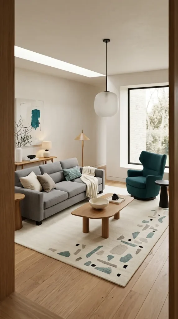 30 Grey Couch Living Room Ideas for Warm, Stylish and Colorful Spaces 18 Add Teal for a Stronger Colour Statement