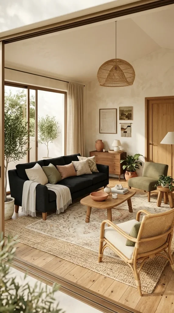 Build a Boho Room Around a Black Sofa