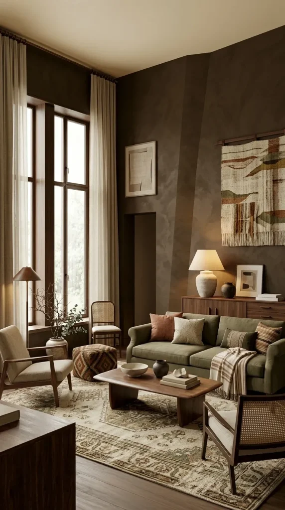 35 Dark Earthy Living Room Ideas for Warm, Moody and Grounded Spaces 34 Build a Dark Boho Living Room