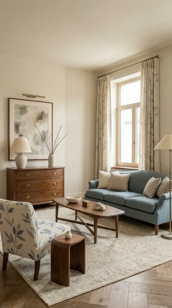 Build a French Blue and Cream Living Room
