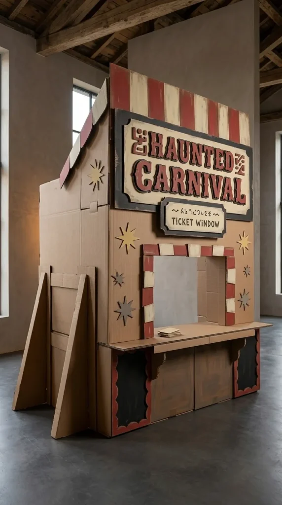 25 Cardboard Halloween Decorations DIY Ideas That Look Better Than a Shipping Box 21 Build a Haunted Carnival Stall From Boxes