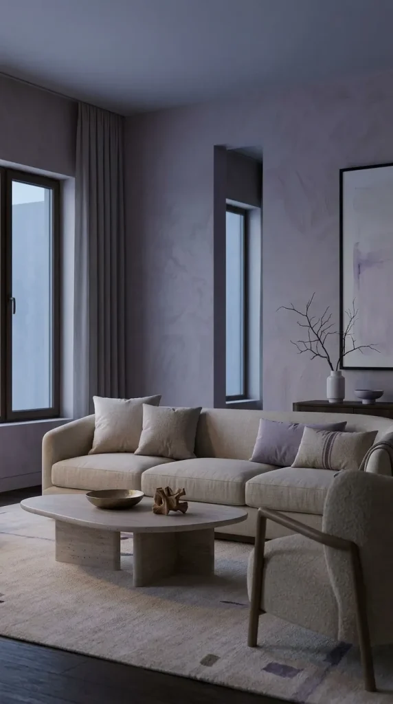 Build a Light Lavender and Cream Living Room