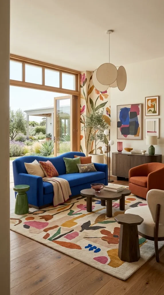 Build a Maximalist Room Around a Royal-Blue Sofa