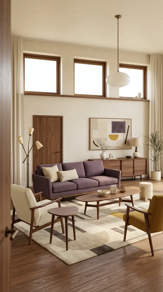 Build a Mid-Century Purple Living Room