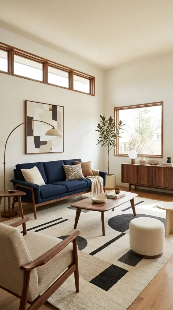 Build a Mid-Century Room Around Navy and Walnut
