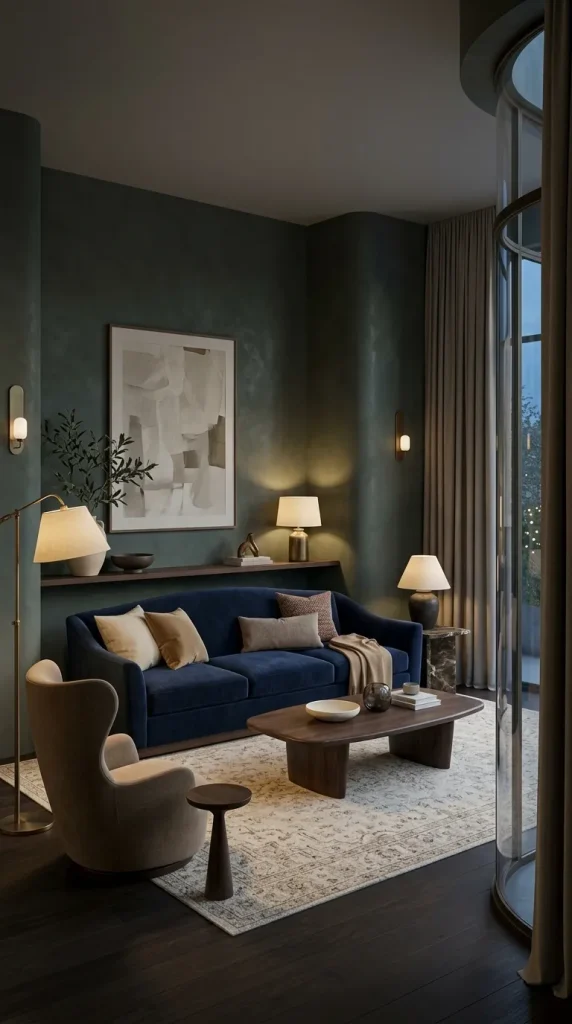 35 Navy Couch Living Room Ideas for Stylish, Cozy and Sophisticated Spaces 36 Build a Moody Navy Velvet Living Room