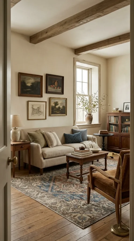 Build a Vintage Beige-Couch Room With Collected Pieces