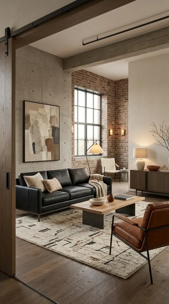 Build an Industrial Black Leather Living Room