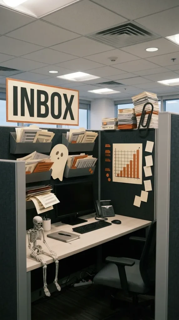 30 Halloween Cubicle Decor Ideas for Work, Contests and Small Spaces 28 Build an Office-Inbox Horror Theme
