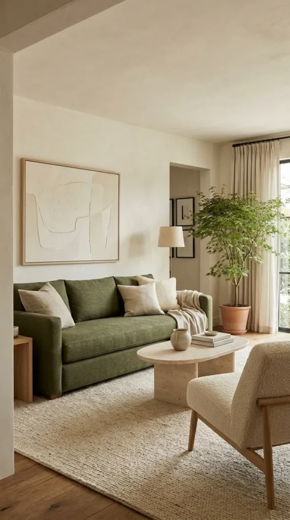 Build an Organic-Modern Room Around an Olive Couch