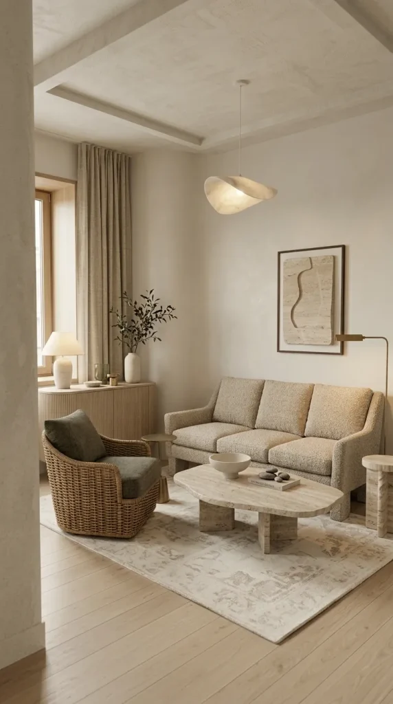 Build an Organic Room With Beige, Green and Stone