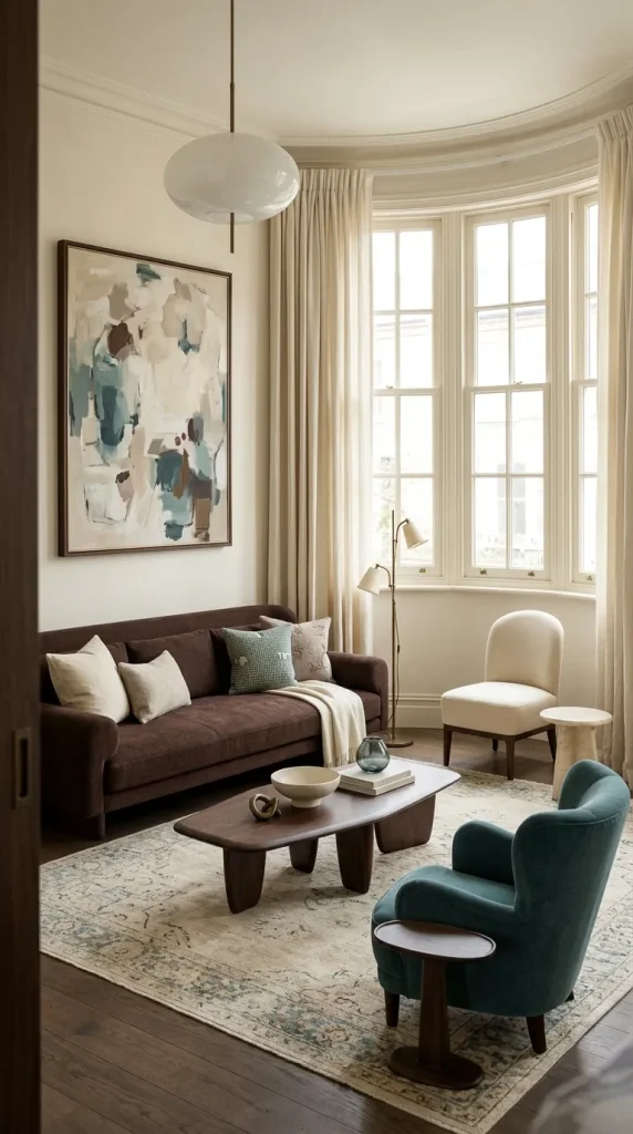 35 Brown Couch Living Room Ideas for Warm, Modern and Stylish Spaces 24 Combine Chocolate Brown With Teal