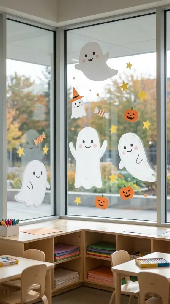 Create Smiling Ghosts for a Classroom Window