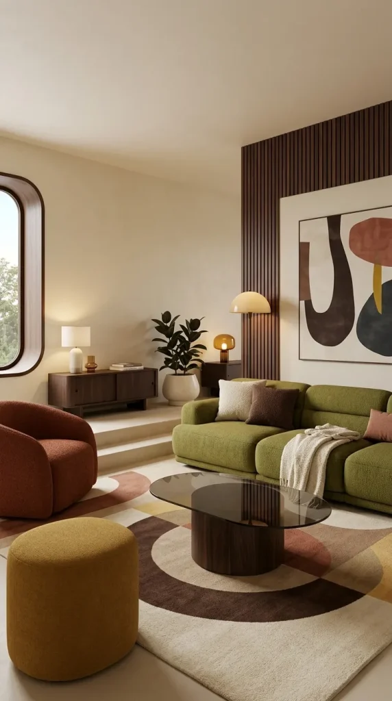 Create a 1970s Green-Couch Living Room