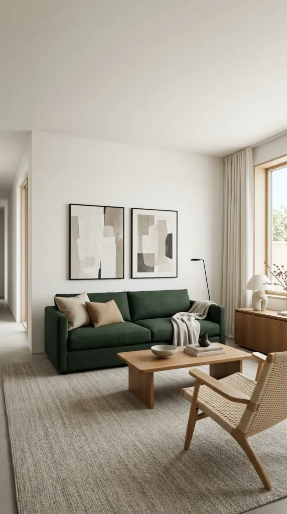 Create a Contemporary Hunter-Green Living Room