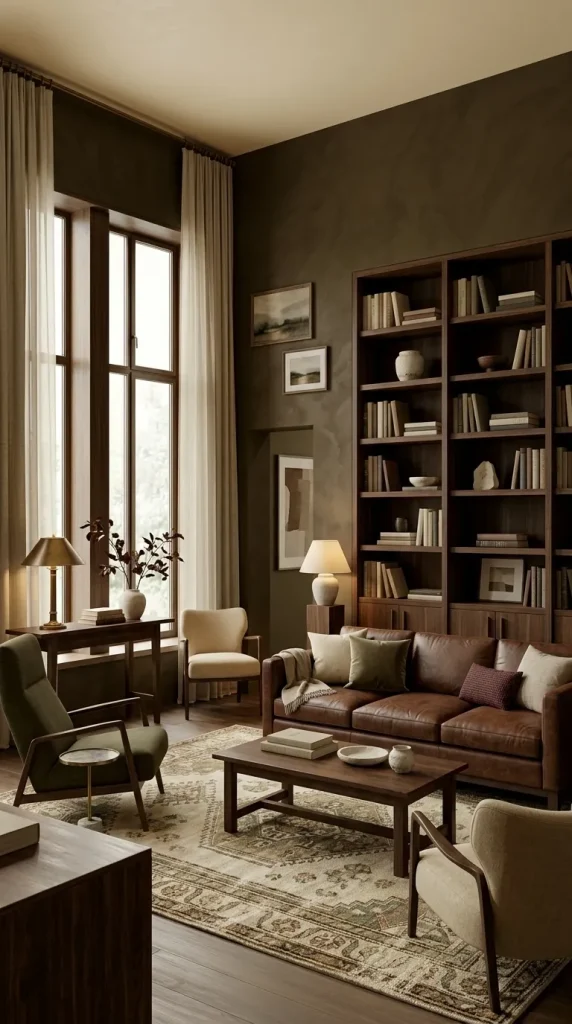 35 Dark Earthy Living Room Ideas for Warm, Moody and Grounded Spaces 35 Create a Dark Academia-Inspired Earthy Room