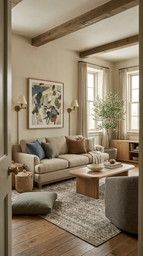 Create a Family-Friendly Beige Living Room