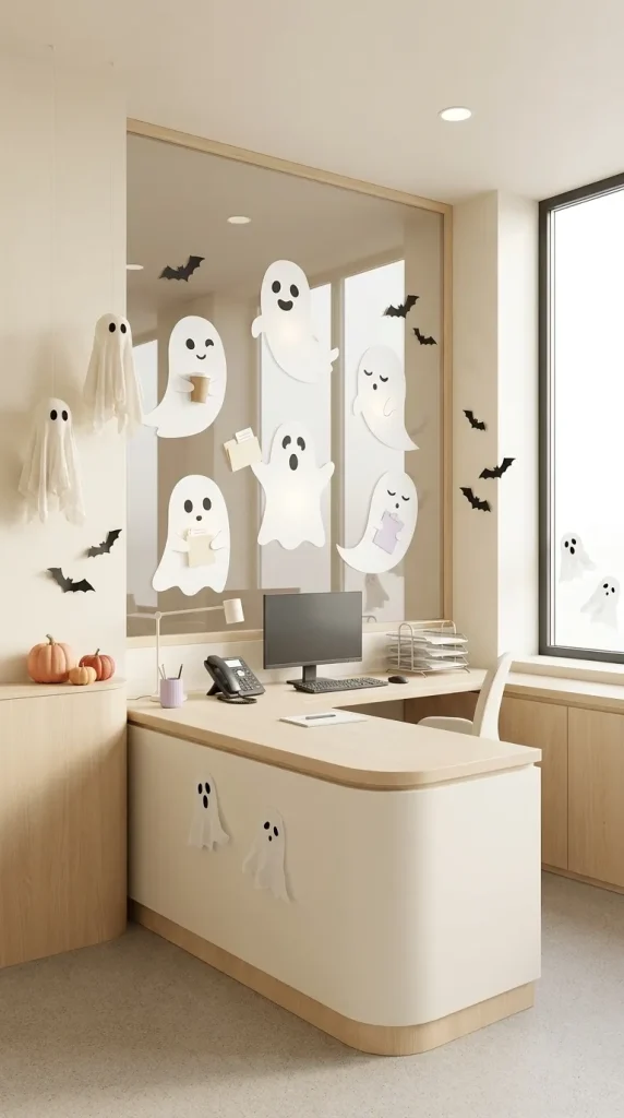 35 Office Halloween Decorations Ideas for Every Kind of Workplace 6 Create a Friendly Ghost Office