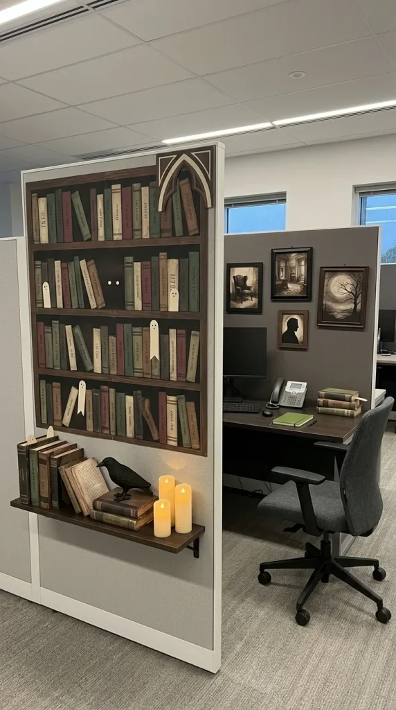 30 Halloween Cubicle Decor Ideas for Work, Contests and Small Spaces 19 Create a Haunted Library Cubicle