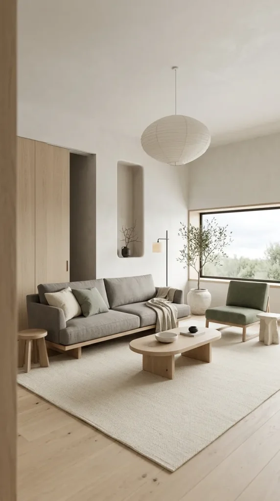 30 Grey Couch Living Room Ideas for Warm, Stylish and Colorful Spaces 26 Create a Japandi Grey Couch Living Room
