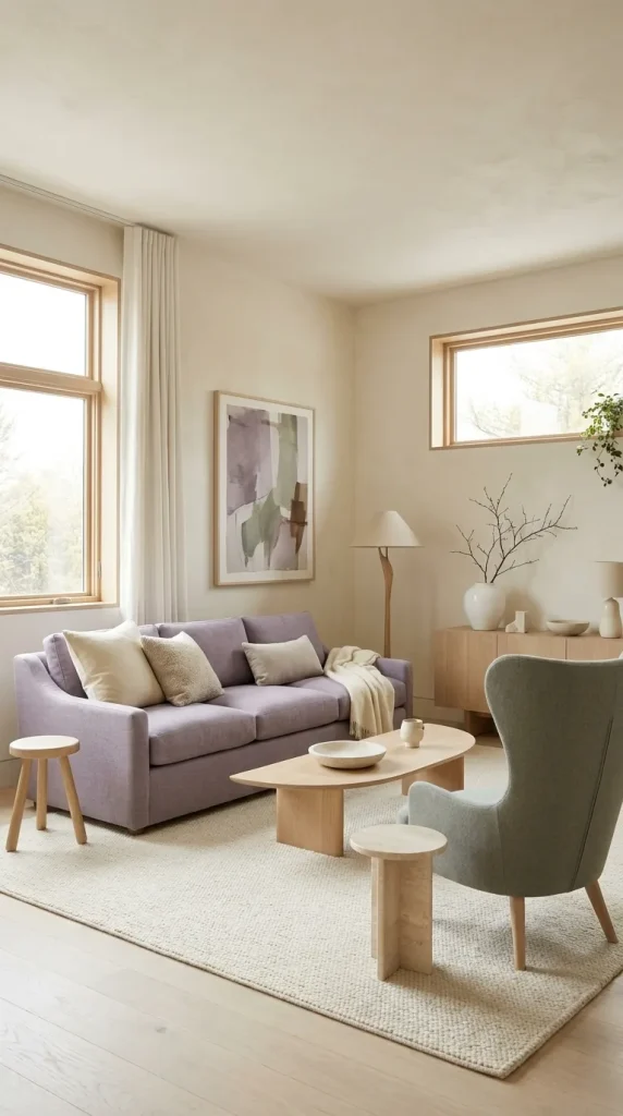 Create a Lavender and Sage Living Room