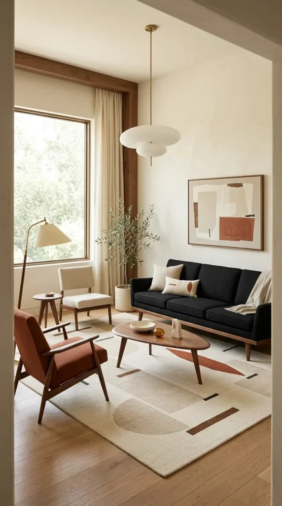 Create a Mid-Century Black Couch Room