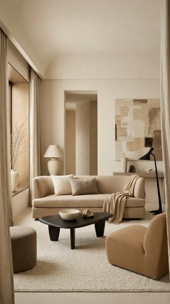 Create a Monochromatic Beige Living Room