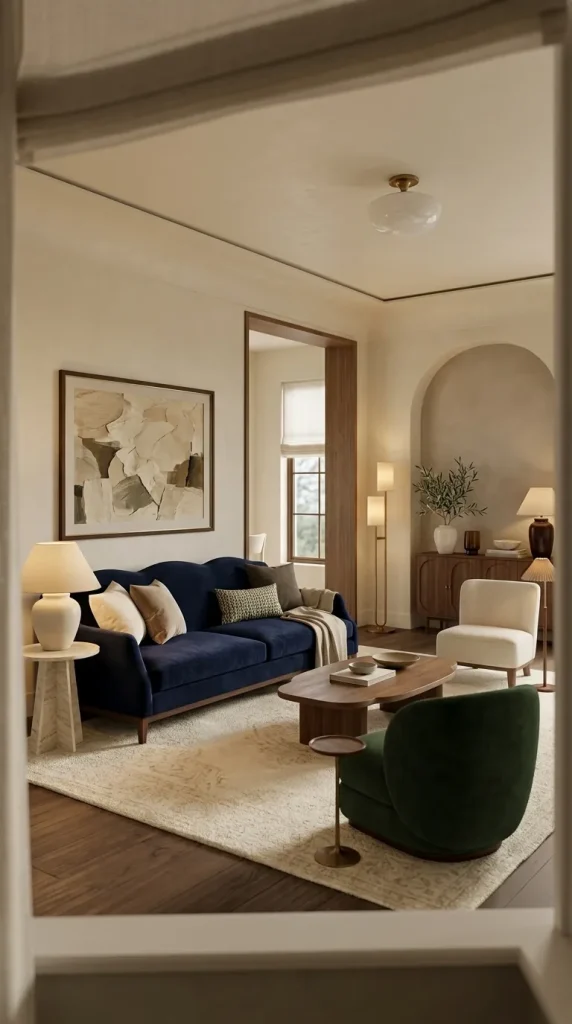 35 Navy Couch Living Room Ideas for Stylish, Cozy and Sophisticated Spaces 16 Create a Navy and Forest-Green Jewel-Tone Room