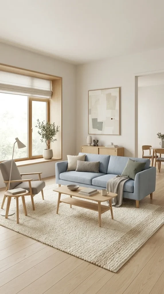 Create a Pale-Blue Scandinavian Living Room