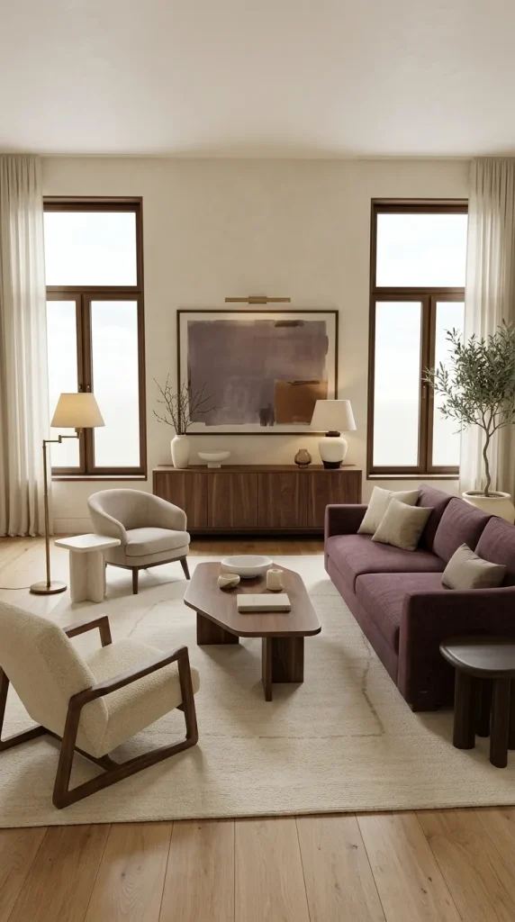 Create a Plum and Walnut Living Room