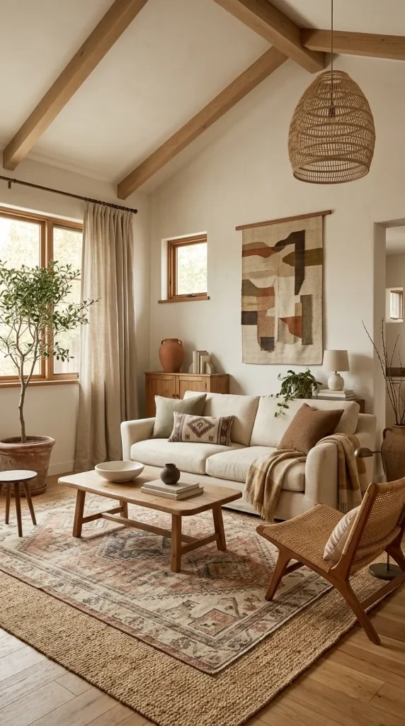 25 Cream Couch Living Room Ideas for Bright, Cozy and Stylish Spaces 23 Create a Relaxed Boho Cream-Couch Room
